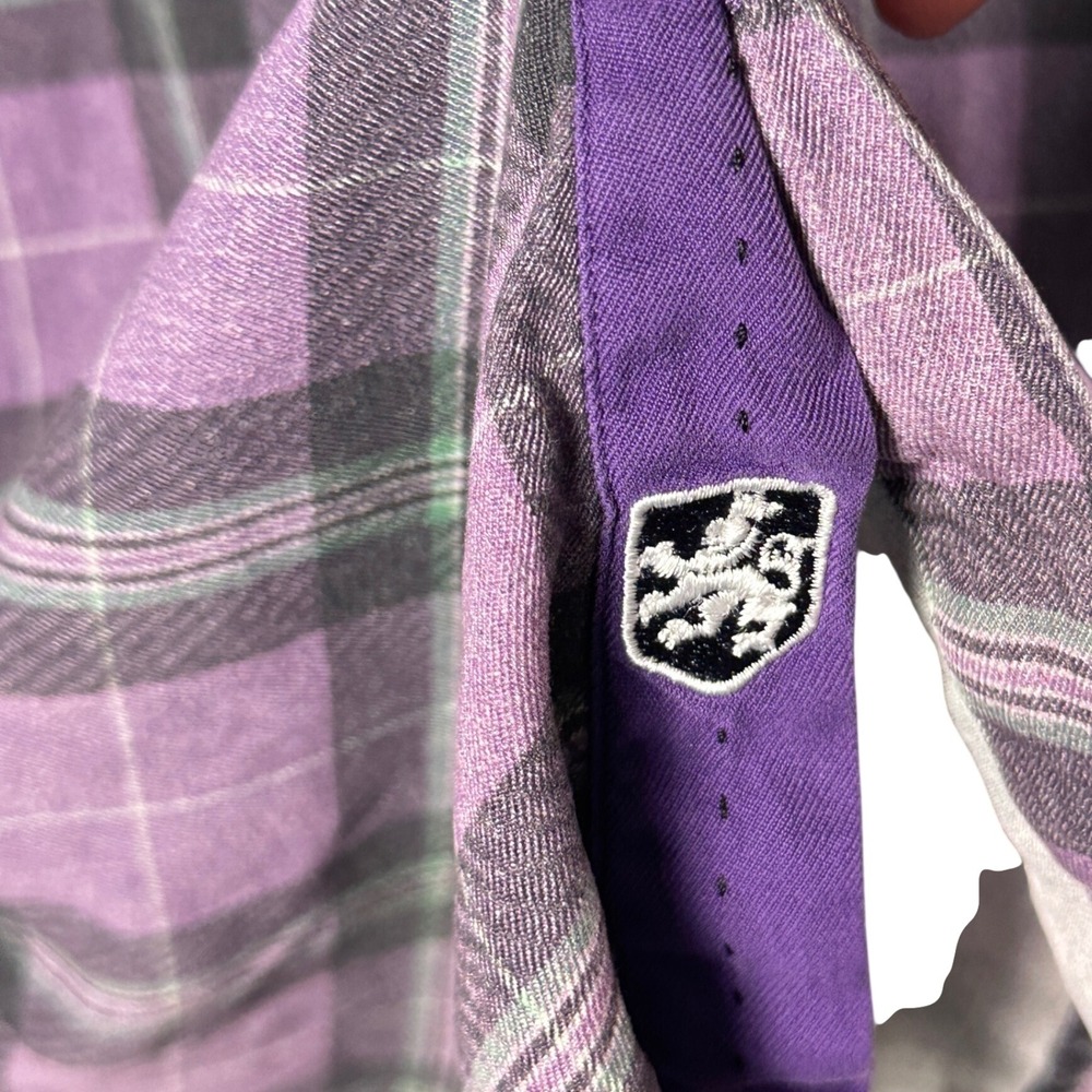 Nat Nast Luxury Originals Mens 100% Silk Purple Plaid Button Down Shirt Lg - Picture 8 of 10